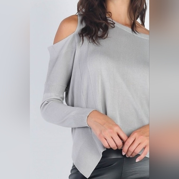 UNIQ Cold Shoulder Long Sleeve Knit Top. Hit The Like ♡ Button For SALE Price - Picture 3 of 3